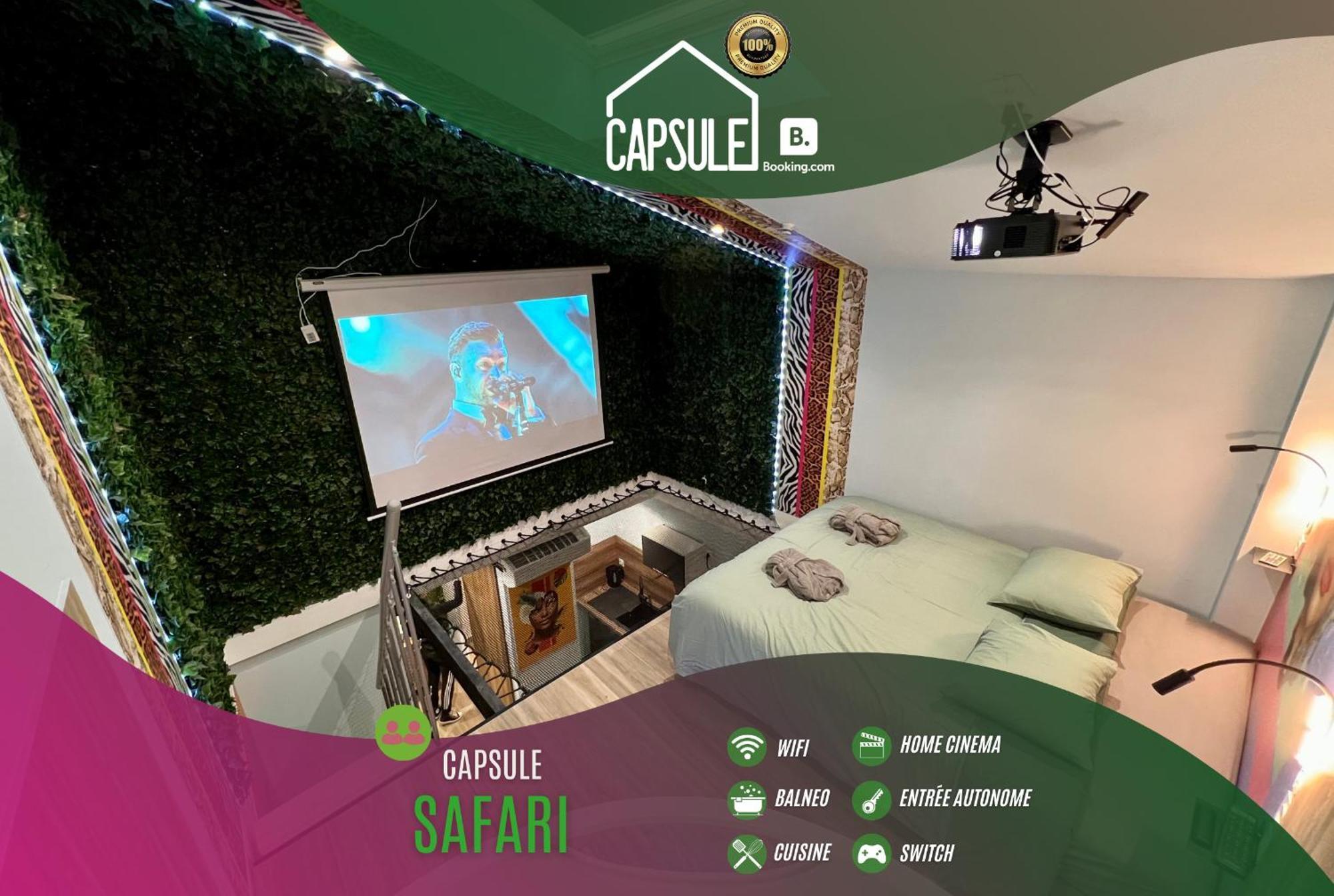 Apartment Capsule Safari - Jacuzzi - Nintendo Switch - Netflix & Cinema - Pouf Geant - Filet Suspendu *
